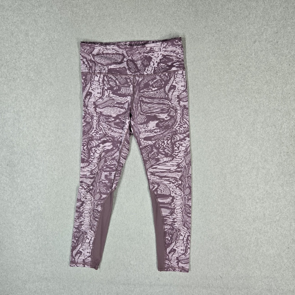 Under Armour Women Activewear Pants M Purple Geometric Yoga Legging Slim Cropped